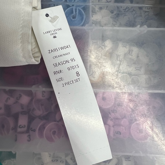 NWT Larry Levine Navy & Cream Pant Suit Set Size 8 - Picture 10 of 11